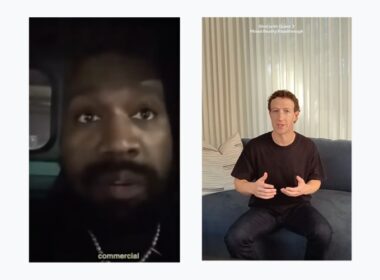 Images of Kanye West and Mark Zuckerberg communicating informally