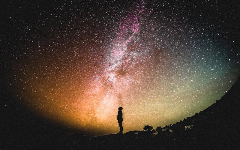 person looking at stars