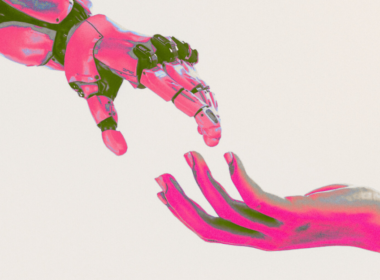 Robot hand reaching for human hand