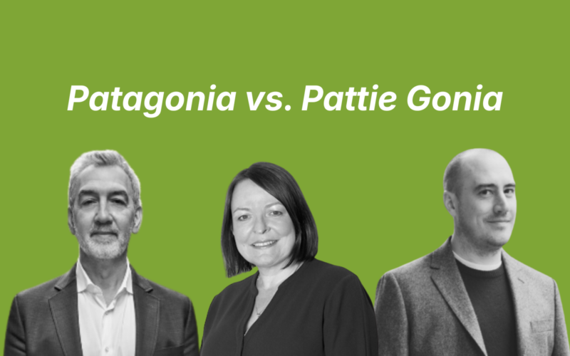 Patagonia vs. Pattie Gonia with three portraits